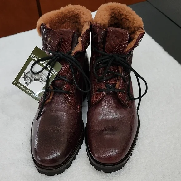 NEW - CALZOLERIA TOSCANA Buffalo Calfskin & Gator Skin 4060 Brick